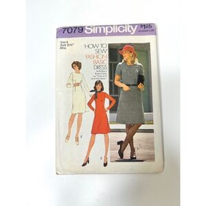 Simplicity 7079 Fashion‎ Basic Dress Pattern Misses Size  1975